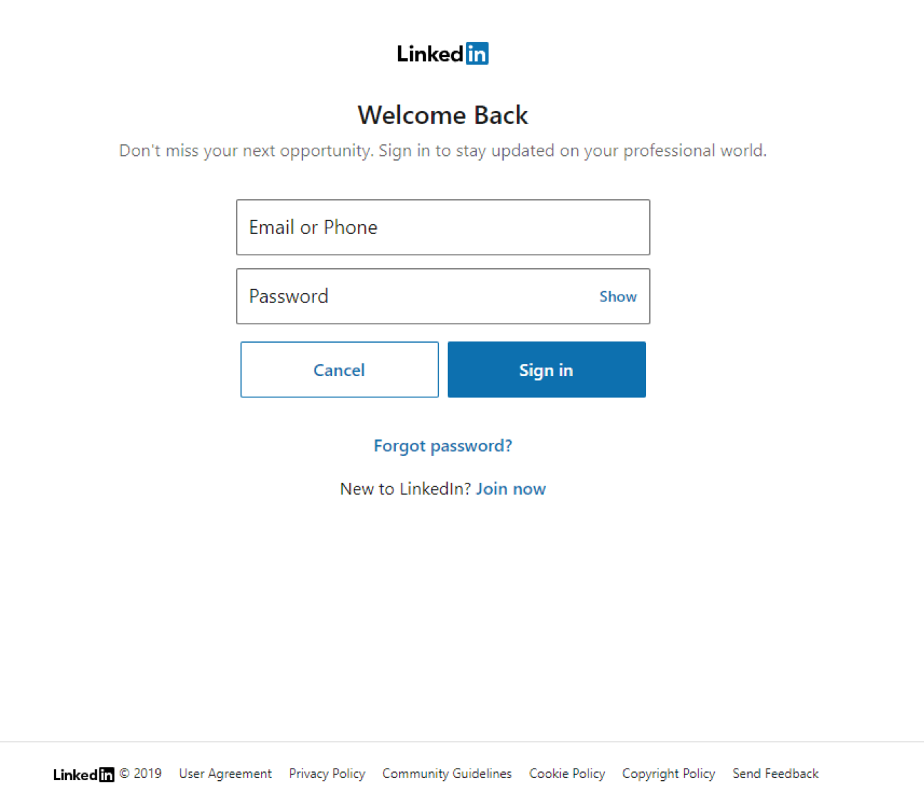 login page